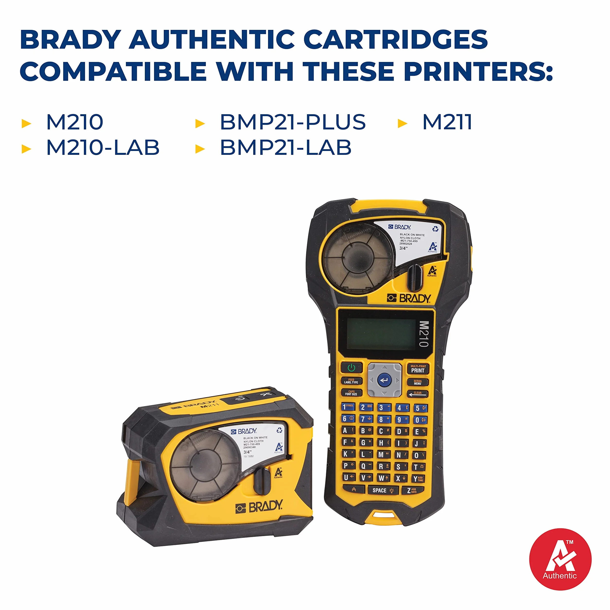 Brady Ruban d'étiquettes Polyester M210 M211 auto-laminantes cryogéniques laboratoire Noir sur blanc 12,7 mm x 6,40 m M21-500-461-AW