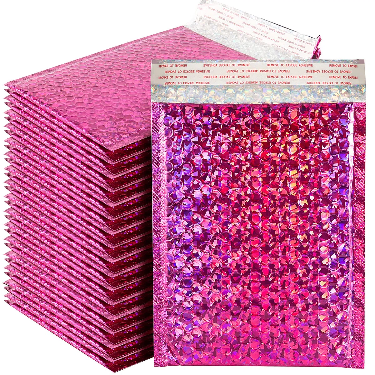 Lot de 50 enveloppes postales holographiques métallisées à bulles 15,2 x 22,9 cm