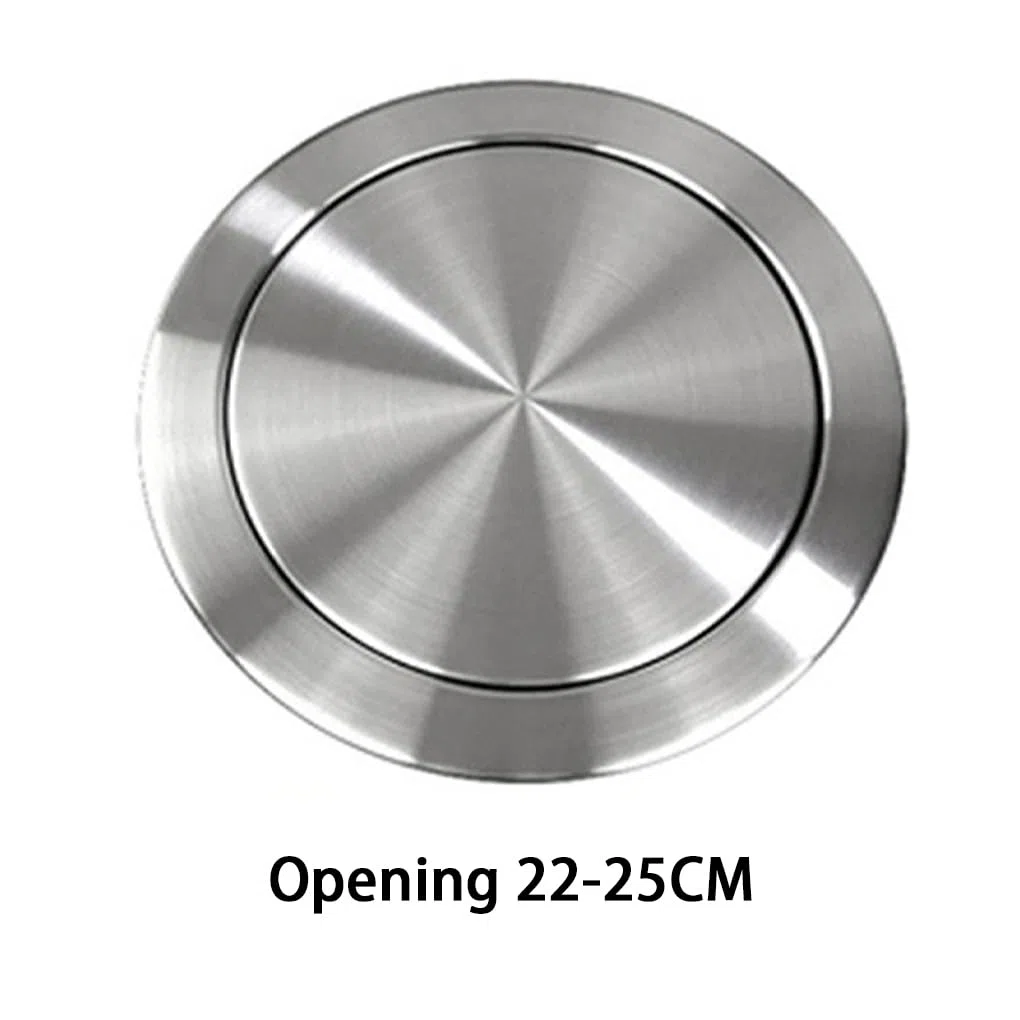 Couvercle de poubelle encastré en acier inoxydable 22-25 cm pour comptoir de cuisine
