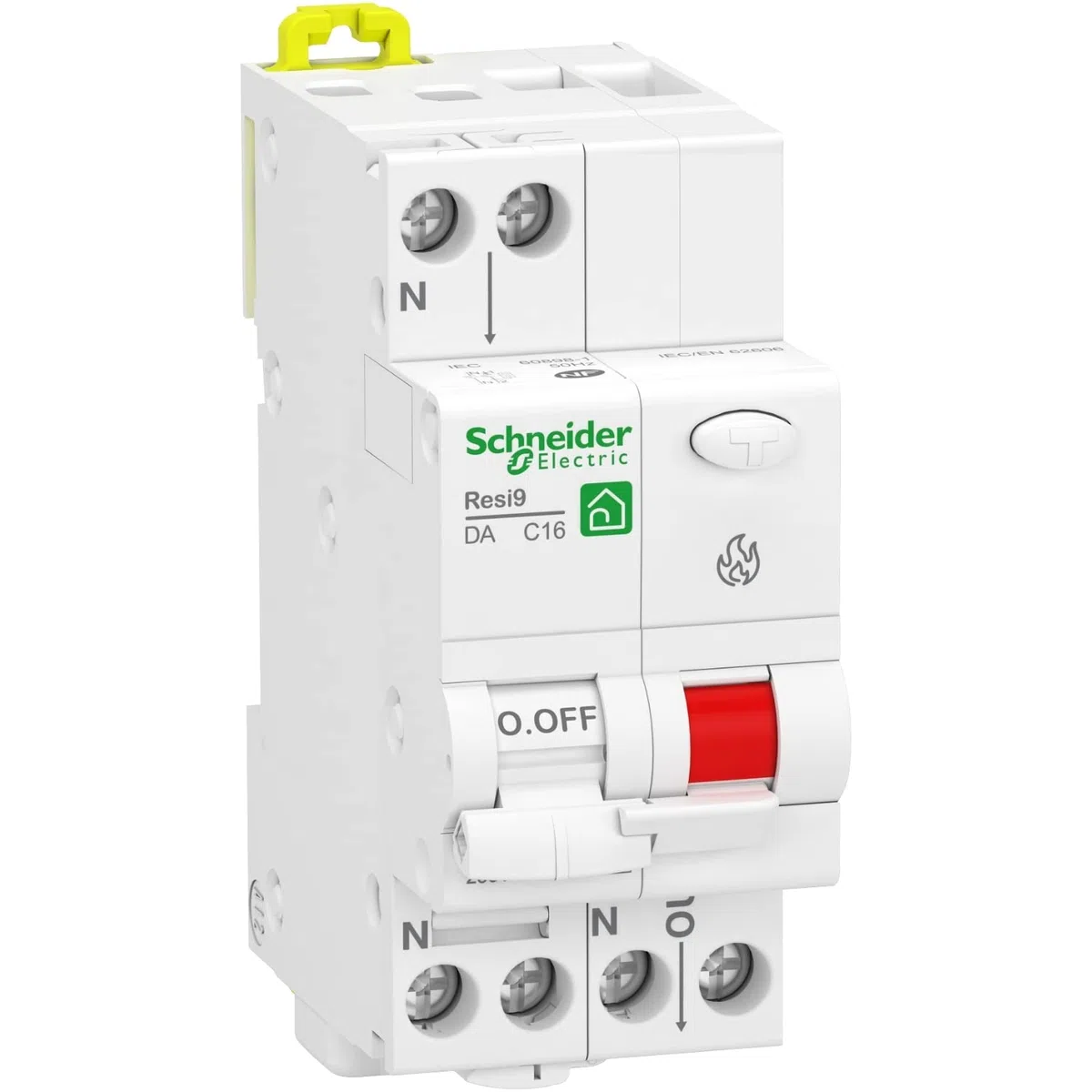 Schneider Electric Resi9 disjoncteur détecteur d'arc 1P+N 10A courbe C peignable R9PTC610