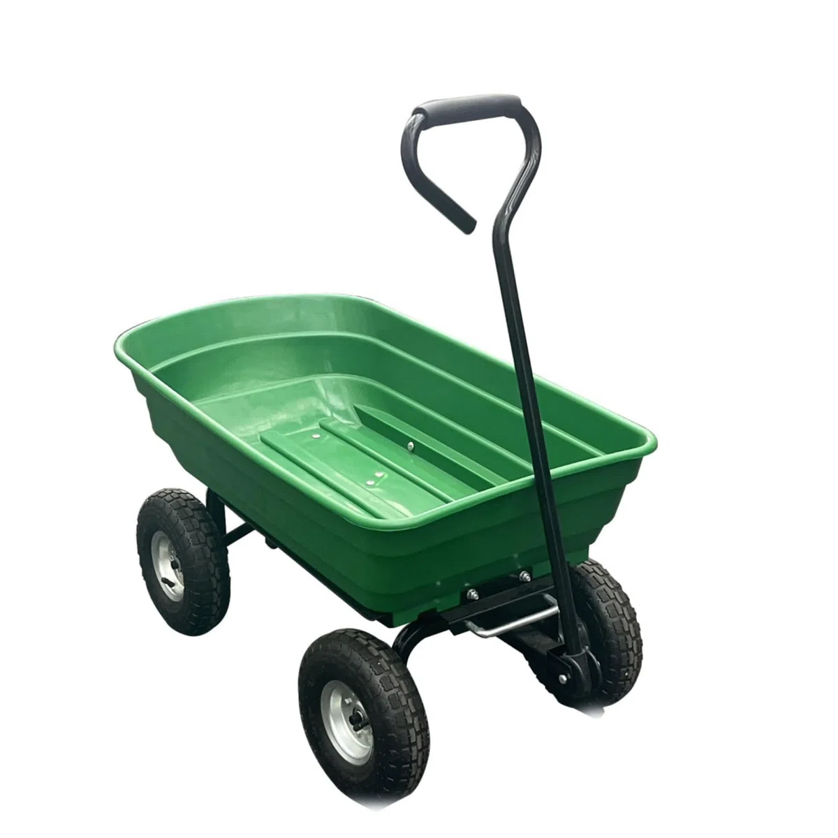 Brouette de Jardin 4 Roues, Chariot Utilitaire Fer et Plastique, 93x89,5x50,5 cm, Vert, Chariot de Transport Stable pour Jardin et Cour