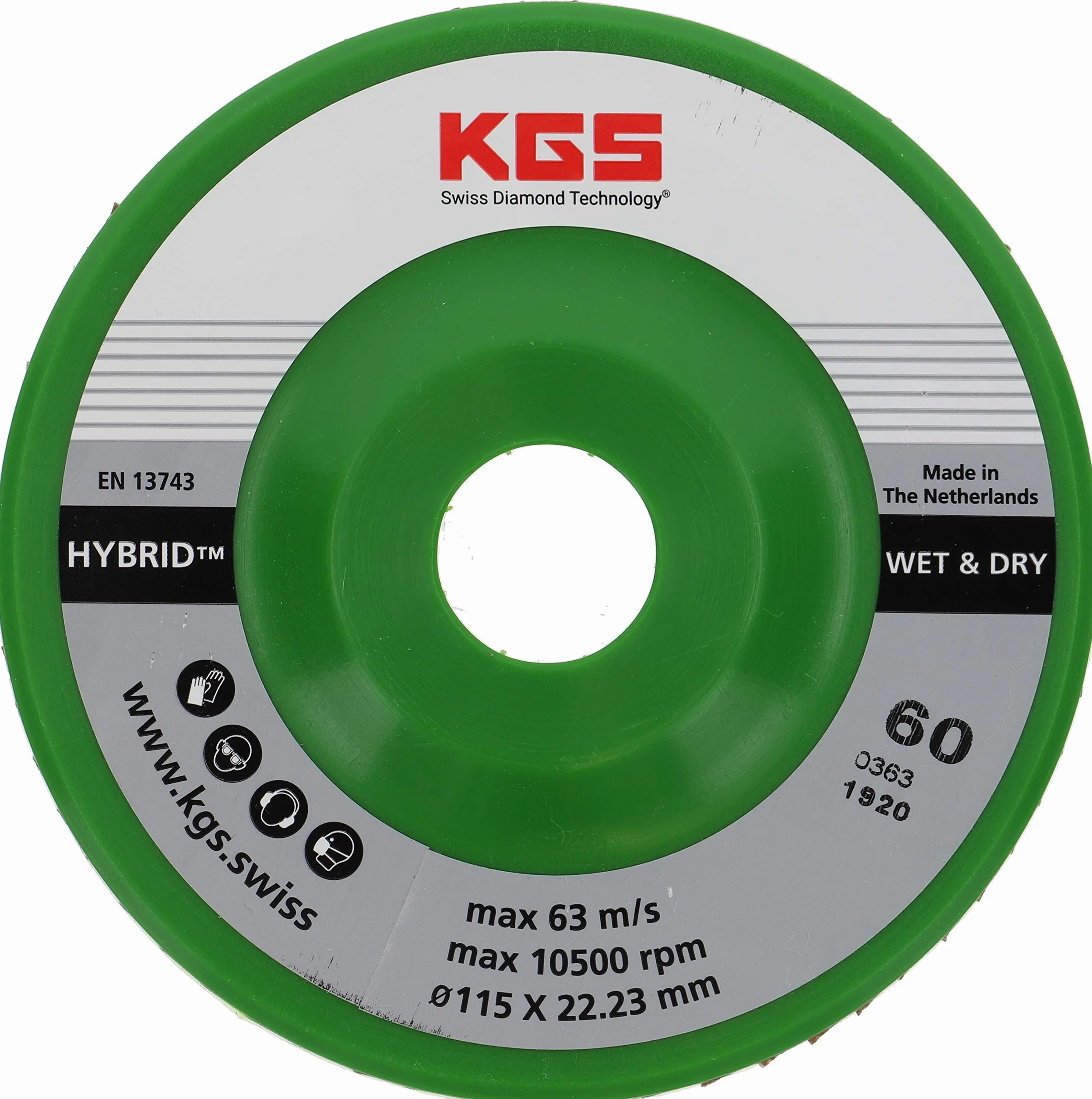 Disques à Lamelles Diamantées KGS Hybrid Ø 115 x 22.23 mm Gamme Gold Grain 60