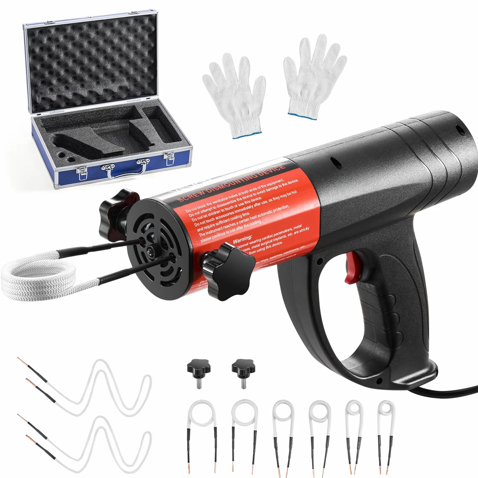 VEVOR Kit de Chauffage par Induction Magnétique pour Enlever Écrous Rouillés 1500 W, Dégrippeur à Induction Portatif, avec 8 Bobines et Coffret, pour Retirer Vis Rouillées, Réparation Automobile