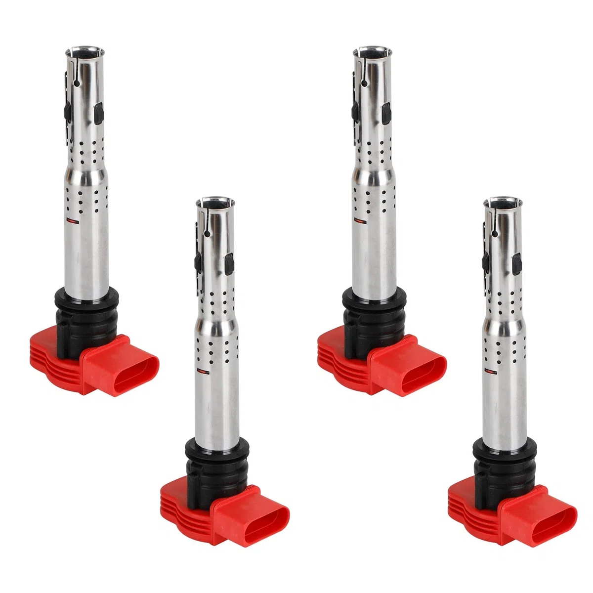 Topteng 4PC Bobine d'allumage 06E905115D, Kit de bobines 06E905115E, Rouge 1.8T 2.0T Module d'allumage, Fit pour Audi A3 A4 A5 A6 Q5 TT, Fit pour VW Golf Jetta Passat Touran, Fit pour Skoda Octavia