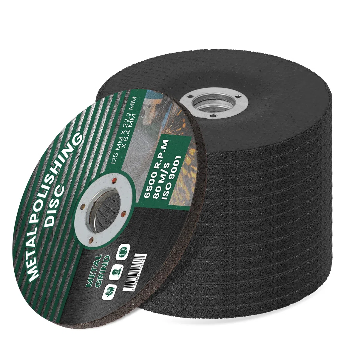 10x Disques à ébarber Métal Acier Fer 125 mm 22,2 x 6,4 mm Meules Meulage Meuleuse à Tronçonner D'angle Abrasif Ponçage Carbure de Silicium