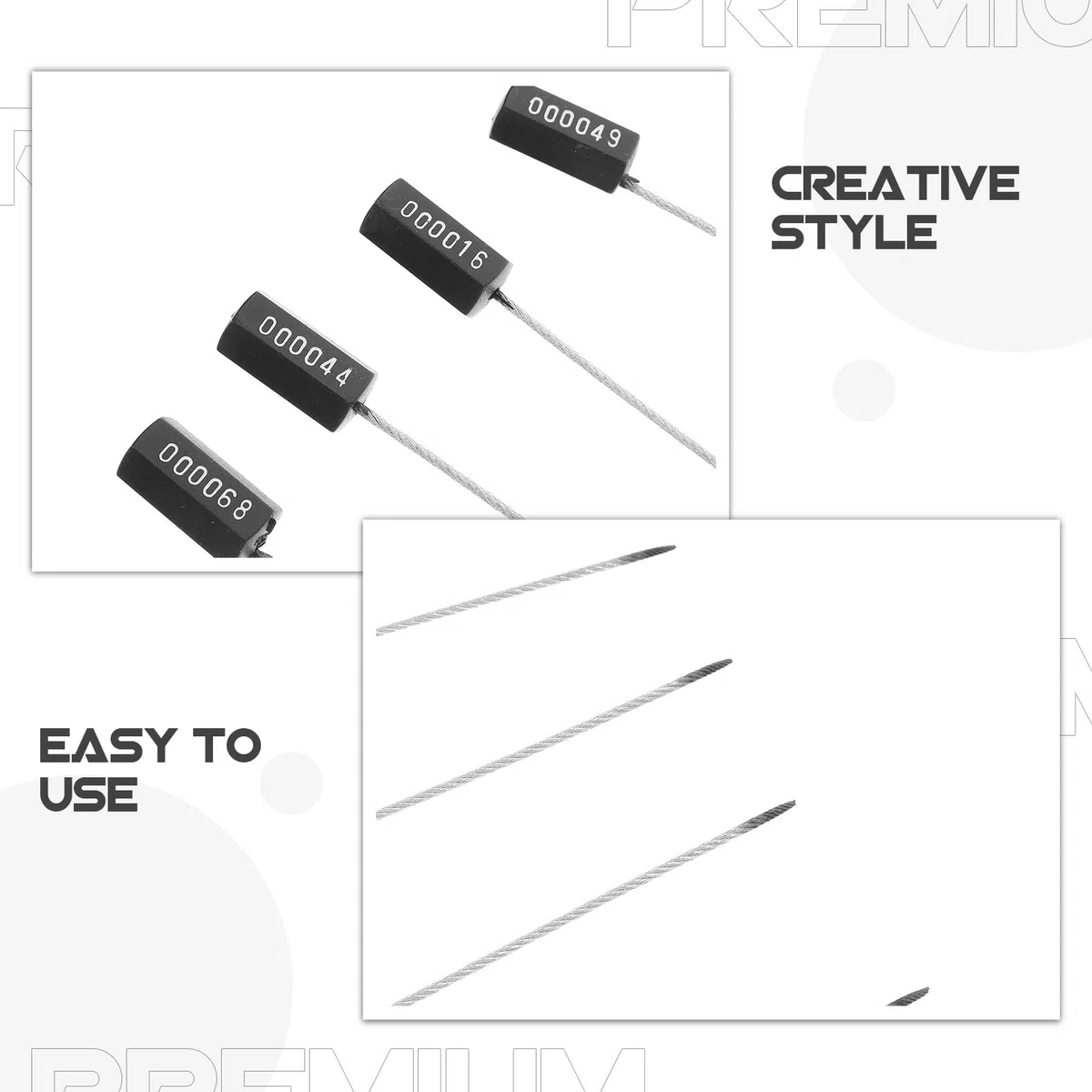 MAGICLULU Lot de 100 Scellés de Câble en Acier Galvanisé Noir Anti-effraction Numérotés pour Transport et Remorques