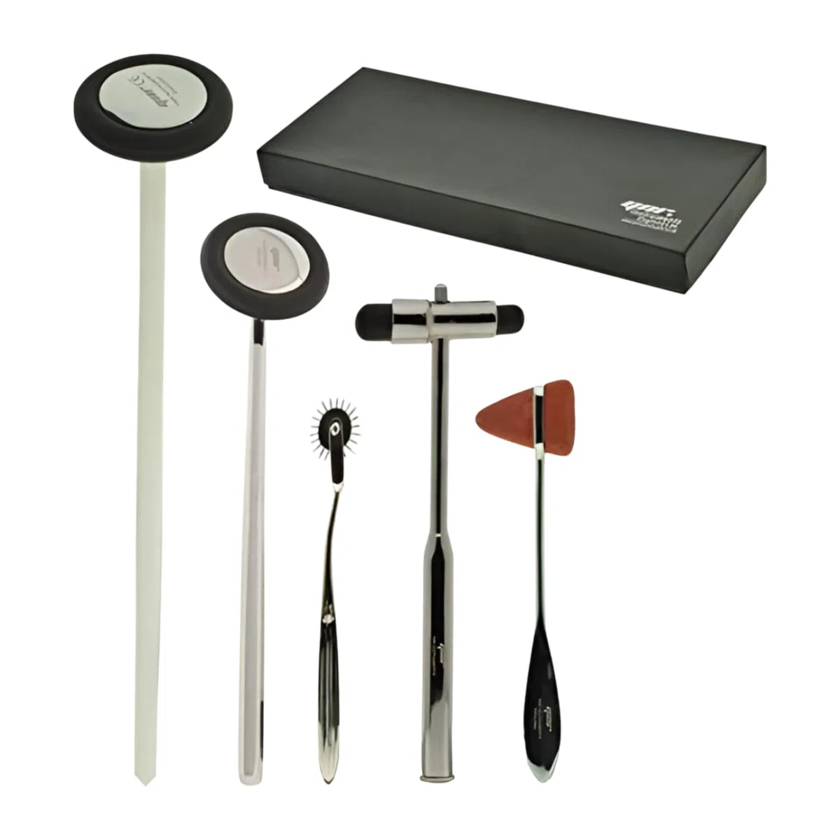 Ynr Angleterre Tromner Neurologique Reflex Hammer 5 Piece Ensemble avec Boîte - Wartenberg Roulette, Buck Hammer, Taylor Queen Place et Babinski