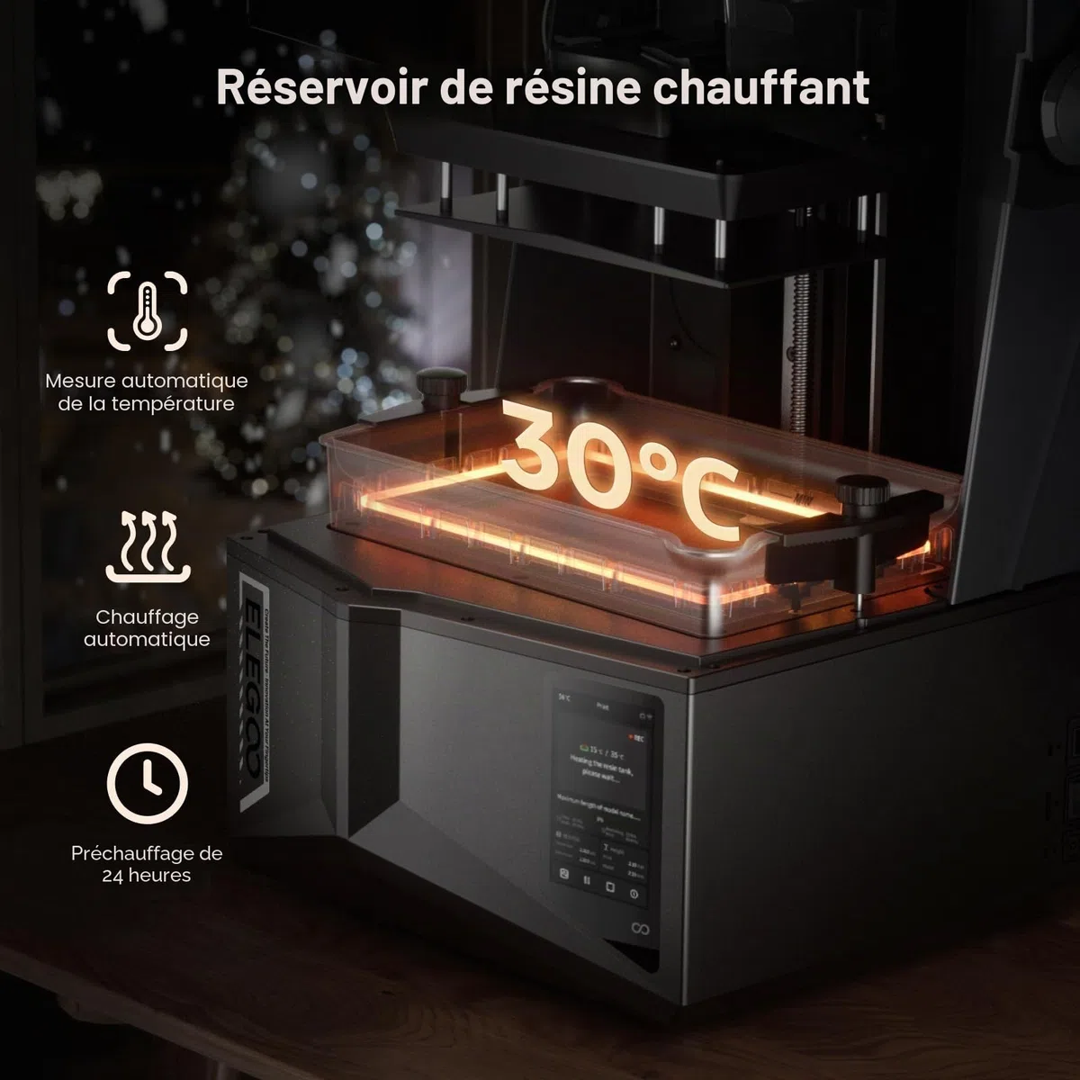 ELEGOO Saturn 4 Ultra 16K Imprimante 3D Résine avec LCD 10", Haute Résolution, Réservoir de Résine Chauffant, Impression Rapide 150 mm/h, Transfert Wi-FI, Taille d'impression 211,68×118,37×220 mm³