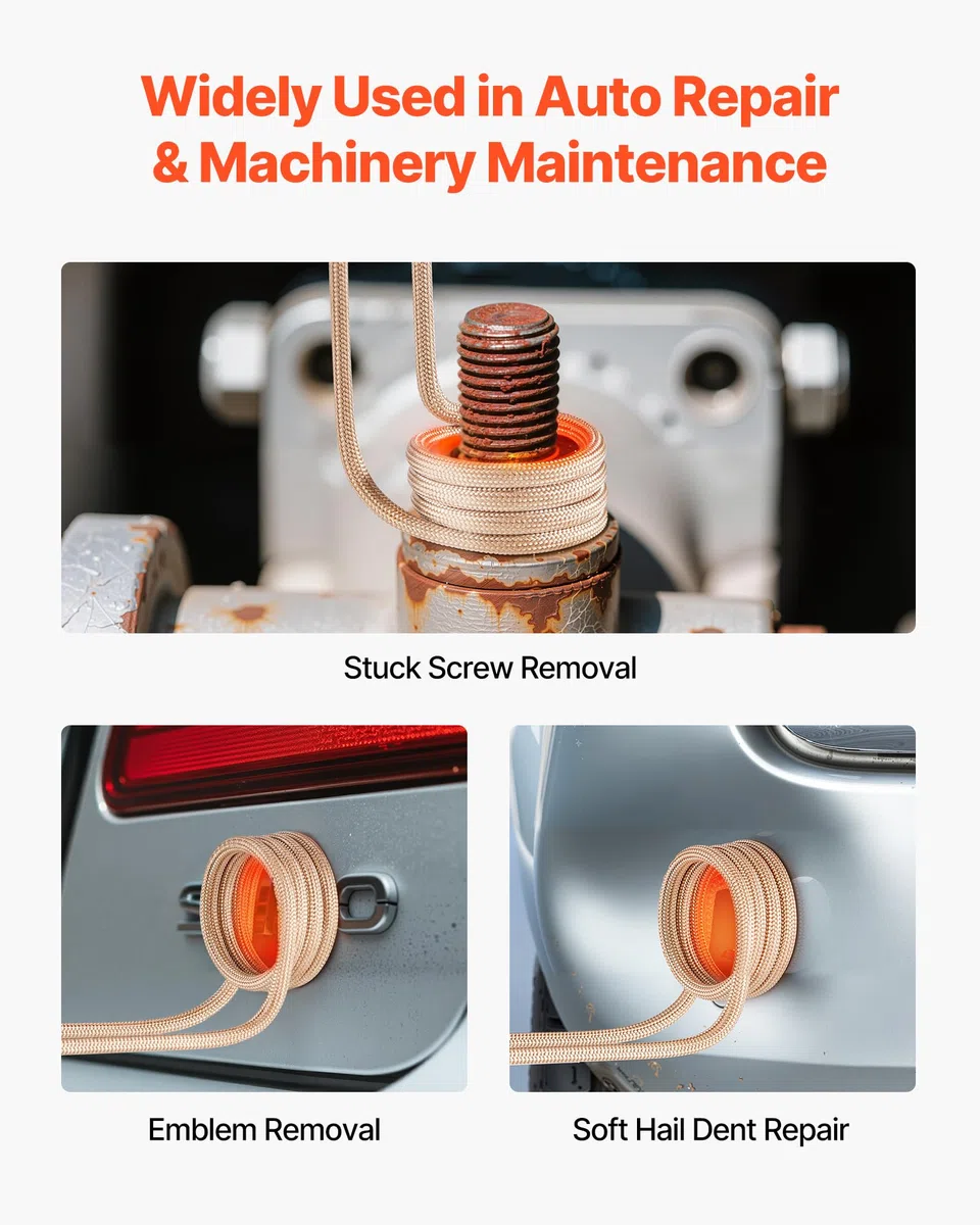 VEVOR Kit de Chauffage par Induction Magnétique pour Enlever Écrous Rouillés 1100 W, Dégrippeur à Induction Portatif, avec 8 Bobines et Coffret, pour Retirer Vis Rouillées, Réparation Automobile