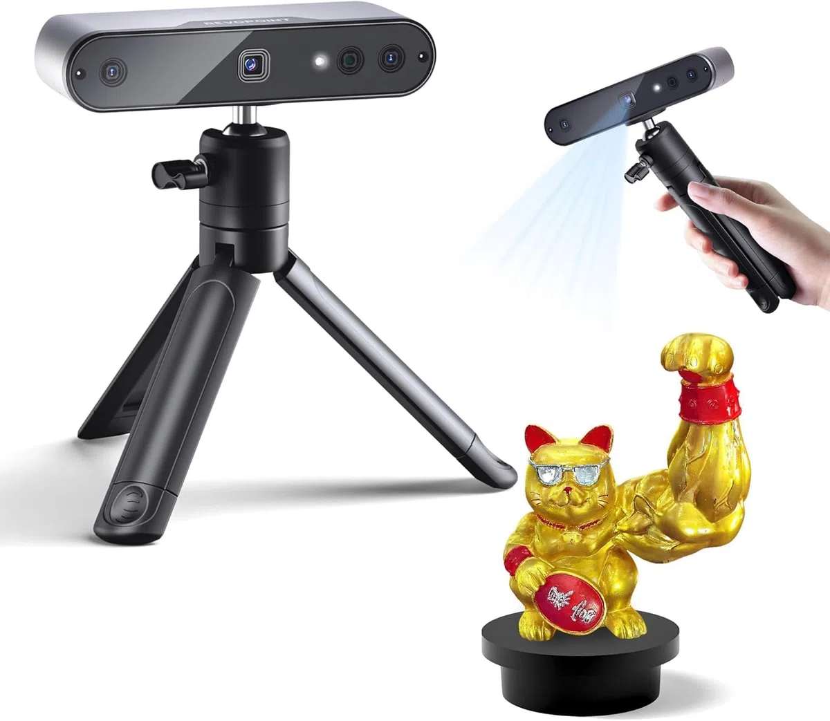 Revopoint INSPIRE Scanner 3D pour impression 3D, portable, vitesse de numérisation jusqu'à 18 fps, précision de 0,2 mm, numérisation 3D pleine couleur, pour Objets moyens