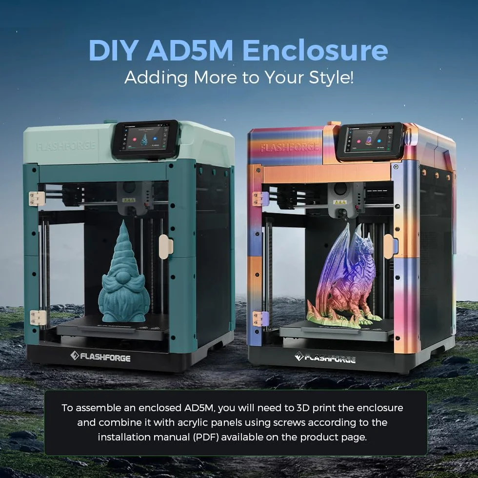FLASHFORGE imprimante 3D Adventurer 5M, FDM imprimante 3D de nivellement entièrement automatique, impression Haute Vitesse Max 600mm/s, structure XY de base, grande taille d'impression 220*220*220mm