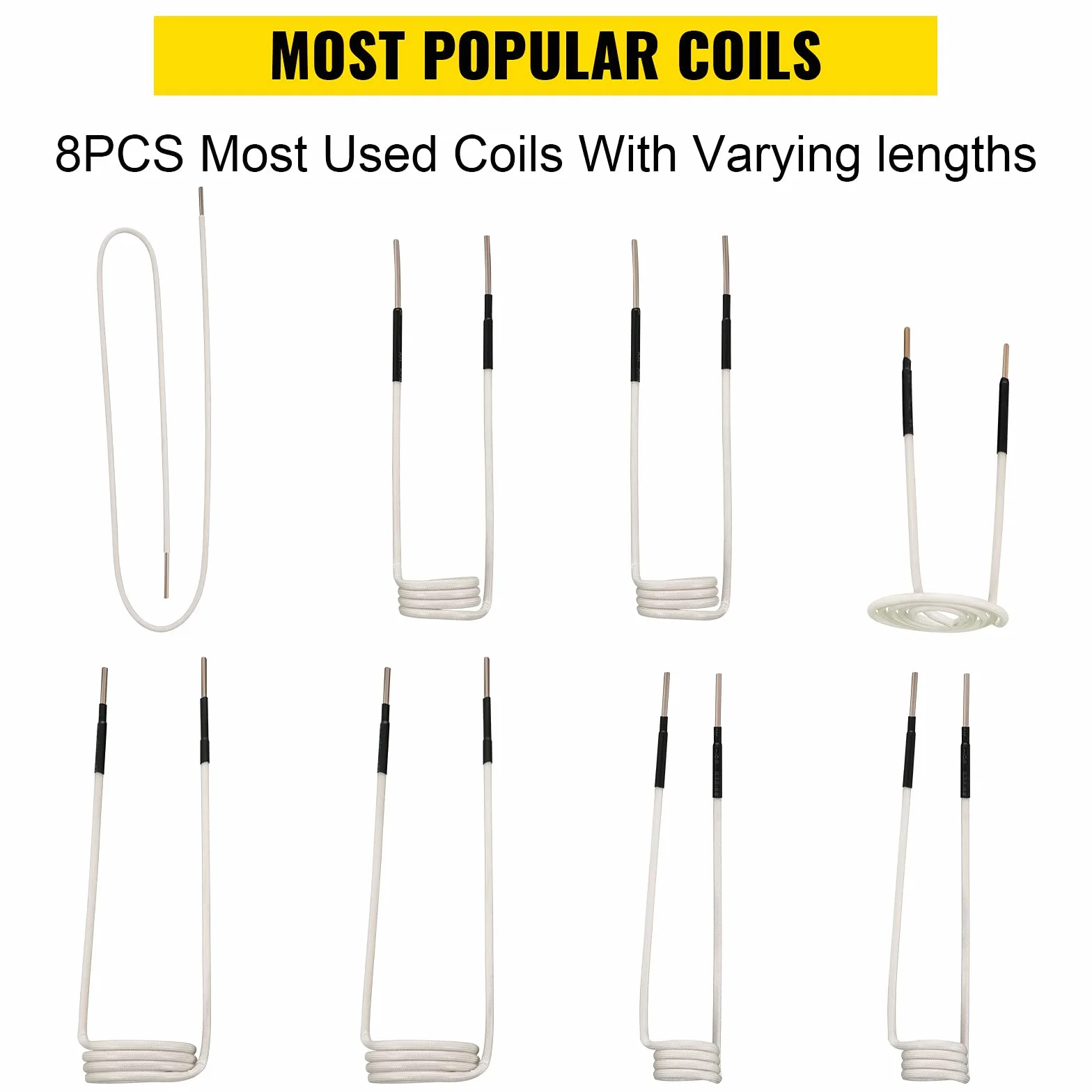 VEVOR Kit de Bobines de Chauffage à Induction 8PCs, bobines de chauffage à induction avec différentes longueurs, Accessoires de Chaleur sans Flamme, pour Enlever les Boulons et Écrous Rouillés