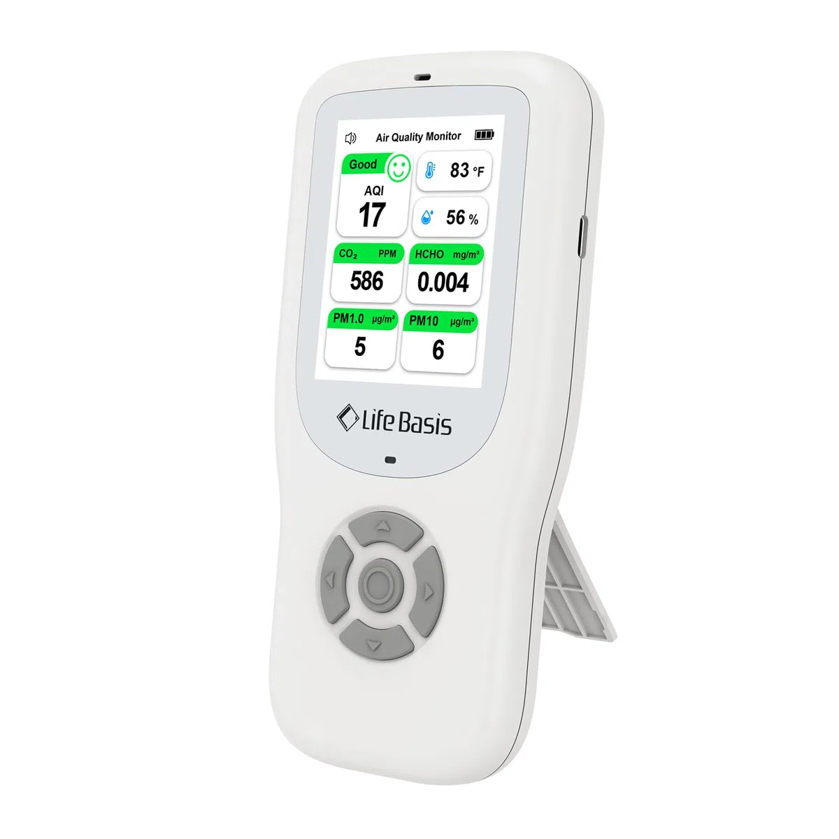 10 en 1 Appareils Mesurant Qualité Air Intérieur, LifeBasis Détecteur de CO2, AQI,PM1.0, PM2.5, PM10, TVOC, HCHO, Particules, Température et Humidité pour Maison, Bureau, et Ecole