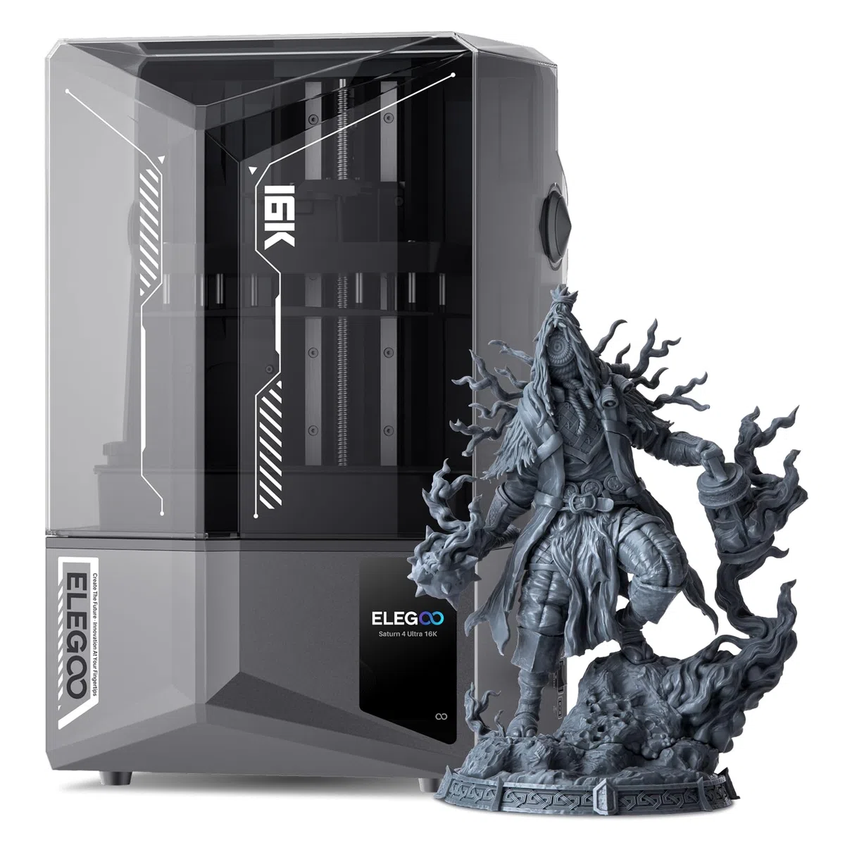 ELEGOO Saturn 4 Ultra 16K Imprimante 3D Résine avec LCD 10", Haute Résolution, Réservoir de Résine Chauffant, Impression Rapide 150 mm/h, Transfert Wi-FI, Taille d'impression 211,68×118,37×220 mm³