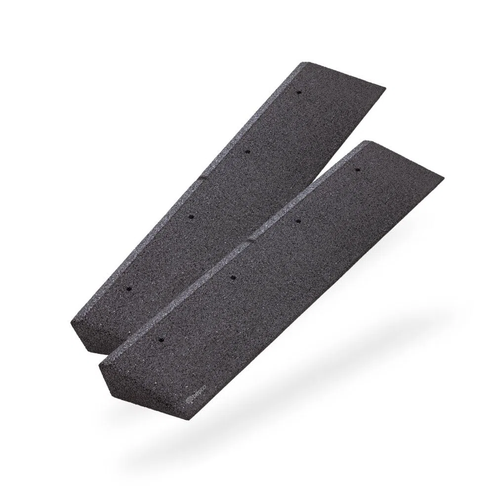bepco Lot de 2 rampes de Trottoir en Caoutchouc (Noir), 100 x 25 x 10 cm, avec rondelles intégrées à la Rampe pour la Fixation