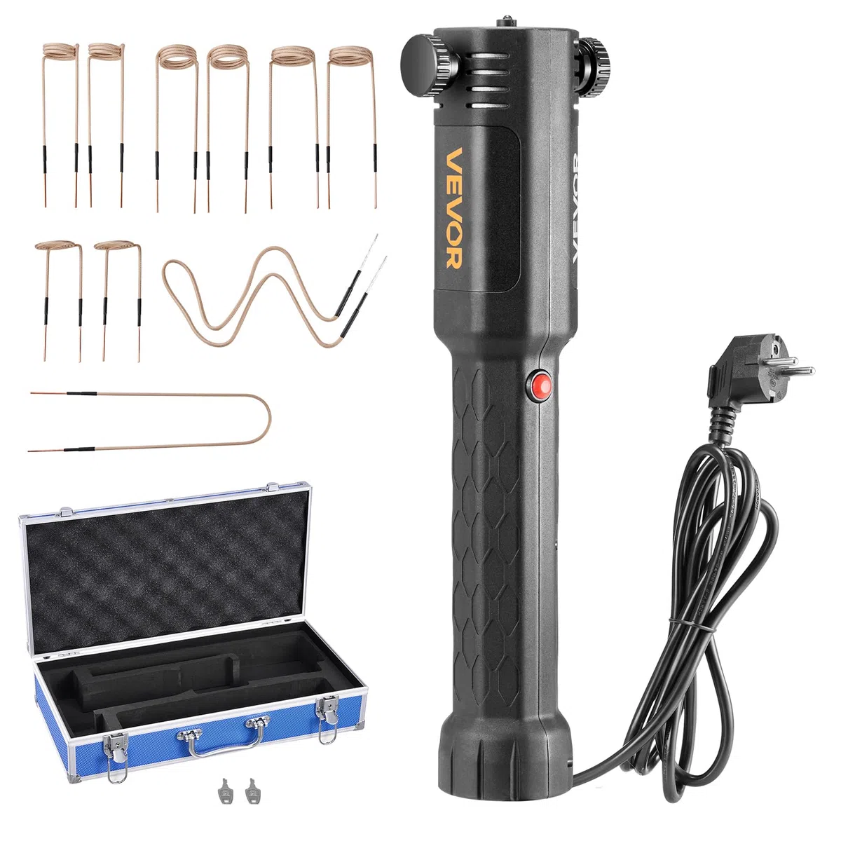 VEVOR Kit de Chauffage par Induction Magnétique pour Enlever Écrous Rouillés 1100 W, Dégrippeur à Induction Portatif, avec 10 Bobines et Coffret, pour Retirer Vis Rouillées, Réparation Automobile