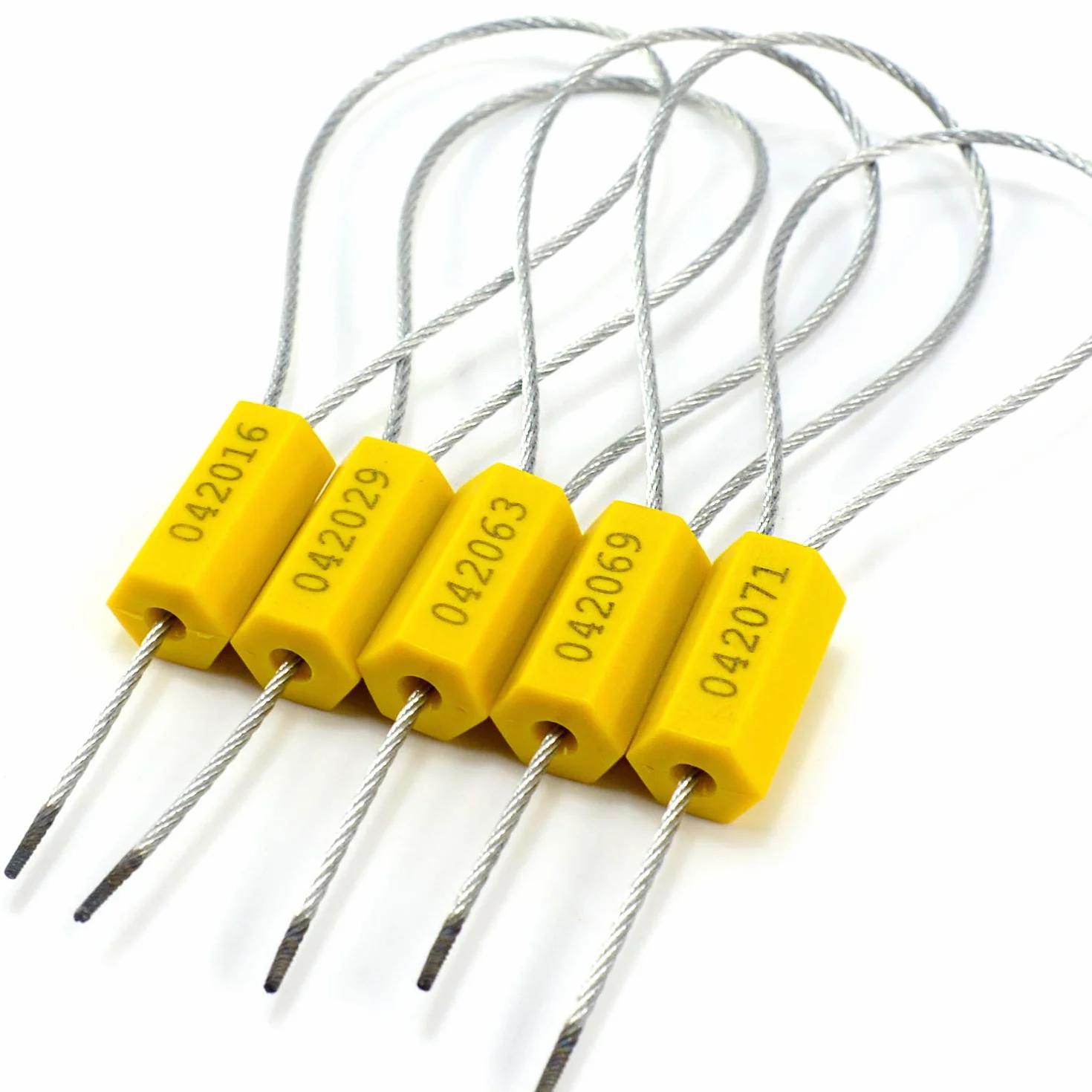 étiquettes numérotées 500 pièces de scellés de câble en acier, scellés de sécurité en métal, étiquettes de sécurité.(Yellow,50 PCS)