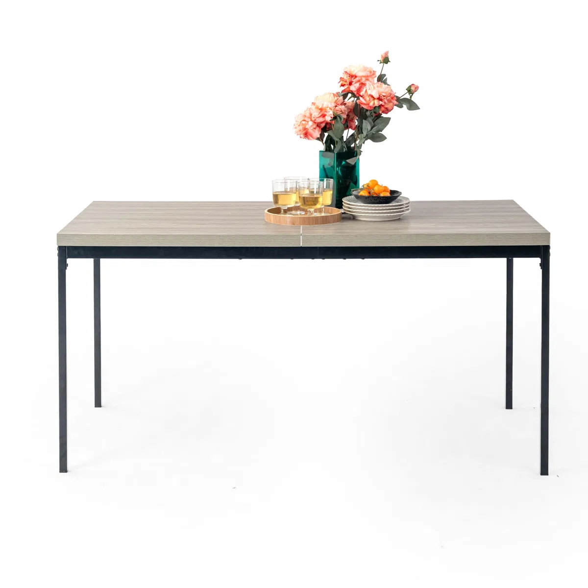 FurnitureR Tables de Cafétéria en Grise, Table de Cantine Scolaire pour 4 à 6 Personnes, Plateau en Bois Epais avec Structure Métallique, pour Les Repas et Les Réunions, 150x75x75cm