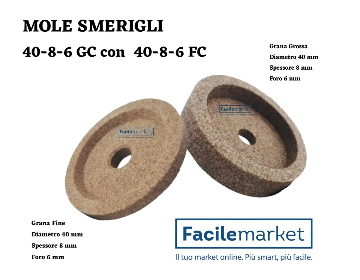 Paire de meules émerigles pour trancheuse 40-8-6 GC avec 40-8-6 FC