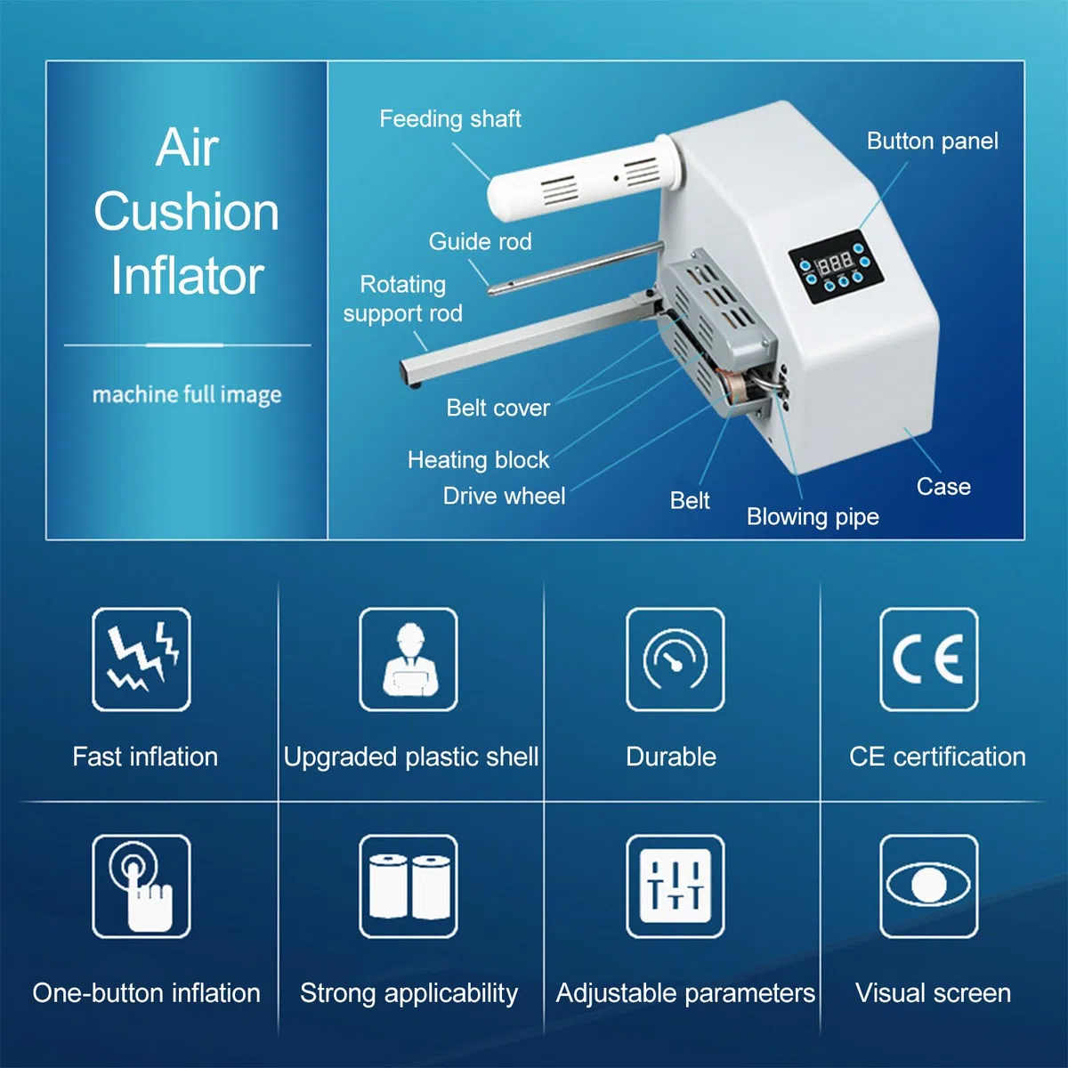 Machine à coussin d'air tampon QXIWAOE 200 W vitesse de gonflage 16 m/min blanche machine d'emballage protection fragile