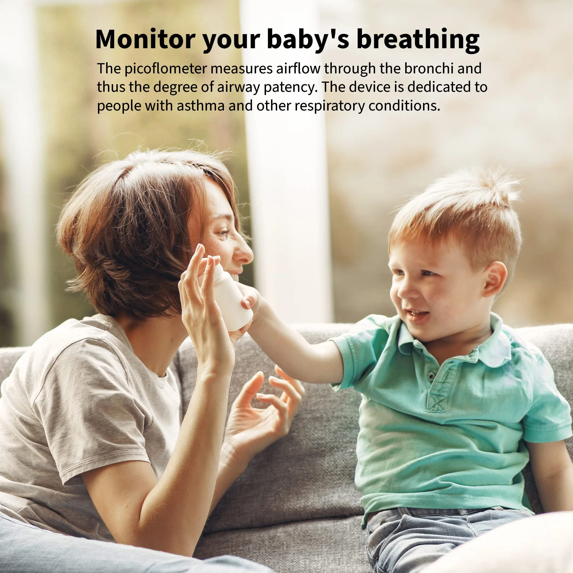 Débitmètre de Pointe pour Enfants Spirometre Pulmonaire Test Surveiller Asthme COPD Maladies Respiratoires