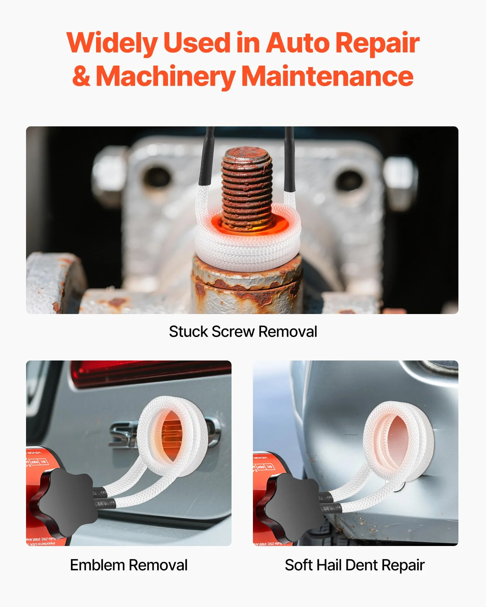 VEVOR Kit de Chauffage par Induction Magnétique pour Enlever Écrous Rouillés 1500 W, Dégrippeur à Induction Portatif, avec 8 Bobines et Coffret, pour Retirer Vis Rouillées, Réparation Automobile