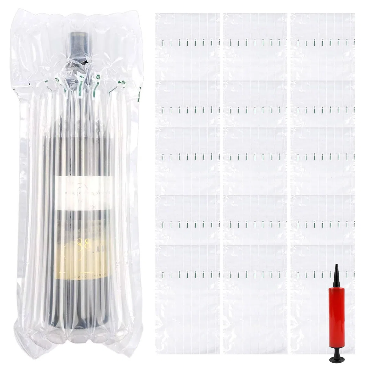 15 Pièces de Protection pour Bouteilles de Vin, Matériau PP, Coussin D'air Réutilisable, Sac Gonflable Anti-Chute et Anti-Casse, pour les Bouteilles de Vin, Eau Florale, Shampoing, Gel Douche