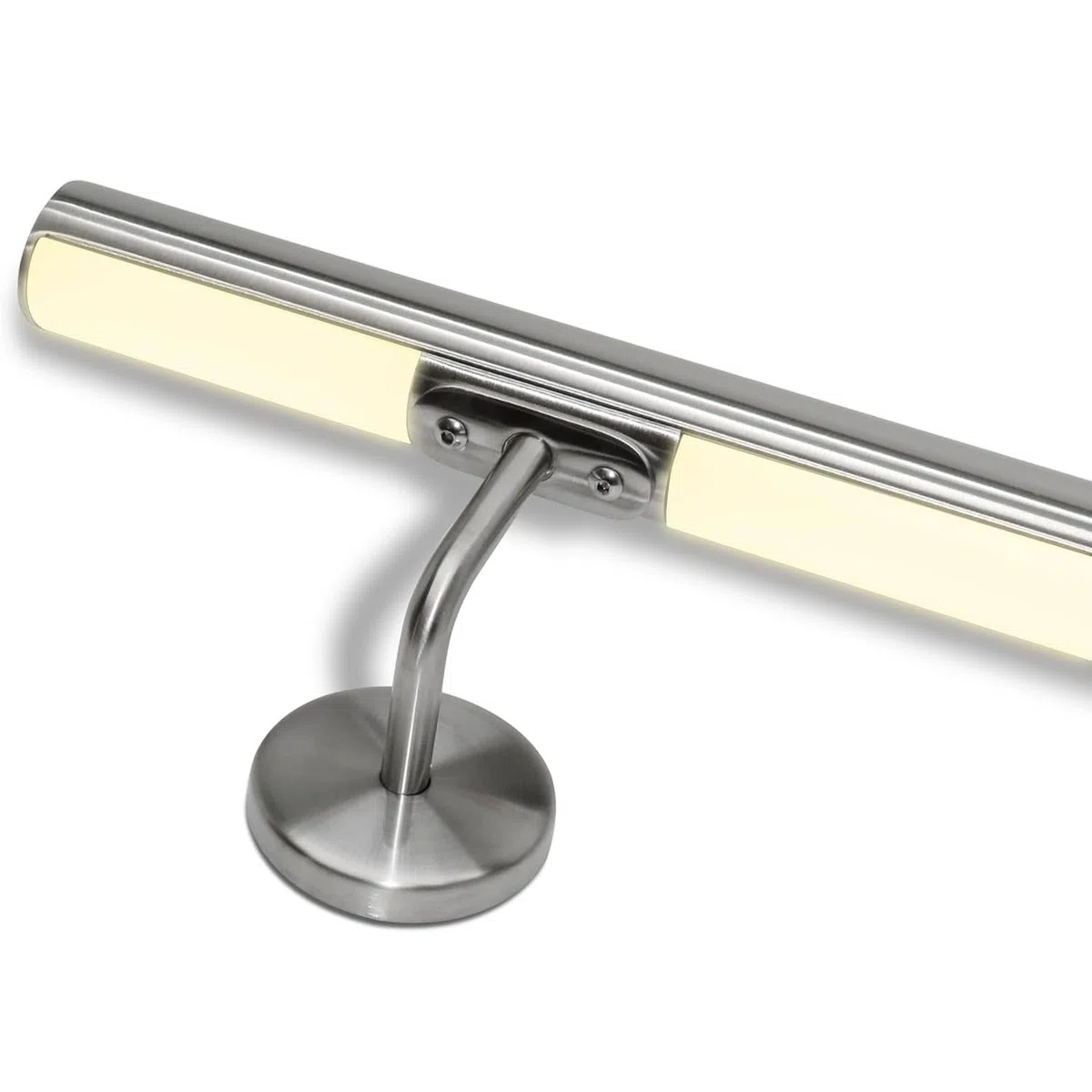 Rampe d'escalier en acier inoxydable avec LED blanc naturel, multicolore, prédisposition LED (190 cm, rampe avec LED lumière chaude 3000 K)