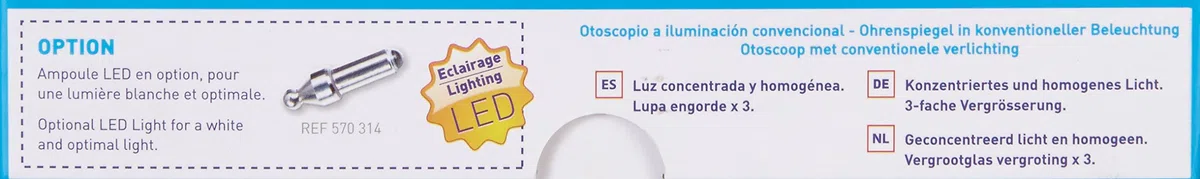 Spengler Otoscope Smartlight Noir Éclairage Conventionnel Xénon Halogène