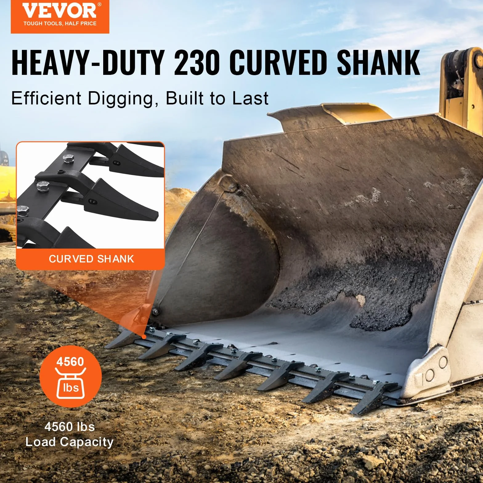 VEVOR Barre à dents de godet, 1500 mm, dent de godet de tracteur, barre à 7 dents pour chargeur, tracteur compact, capacité de charge 2000 kg, boulonnée, pour excavation du sol, protection du godet