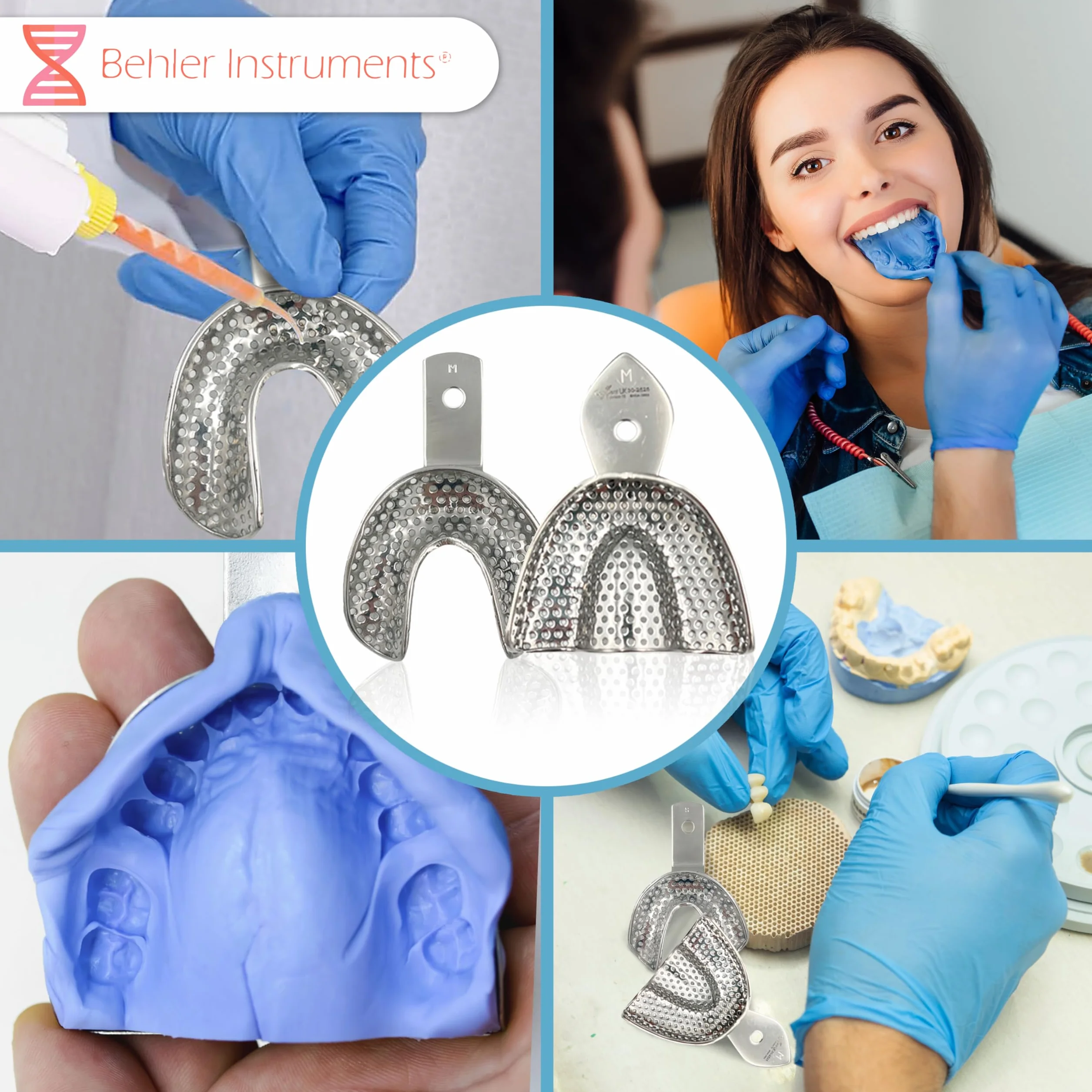 PACK 6 Pièces Porte-empreintes Individuels Dentaires avec Perforations 3 supérieures et 3 inférieures - Acier Inoxydable Haute résistance - Instrument Indispensable pour les Professionnels (6)