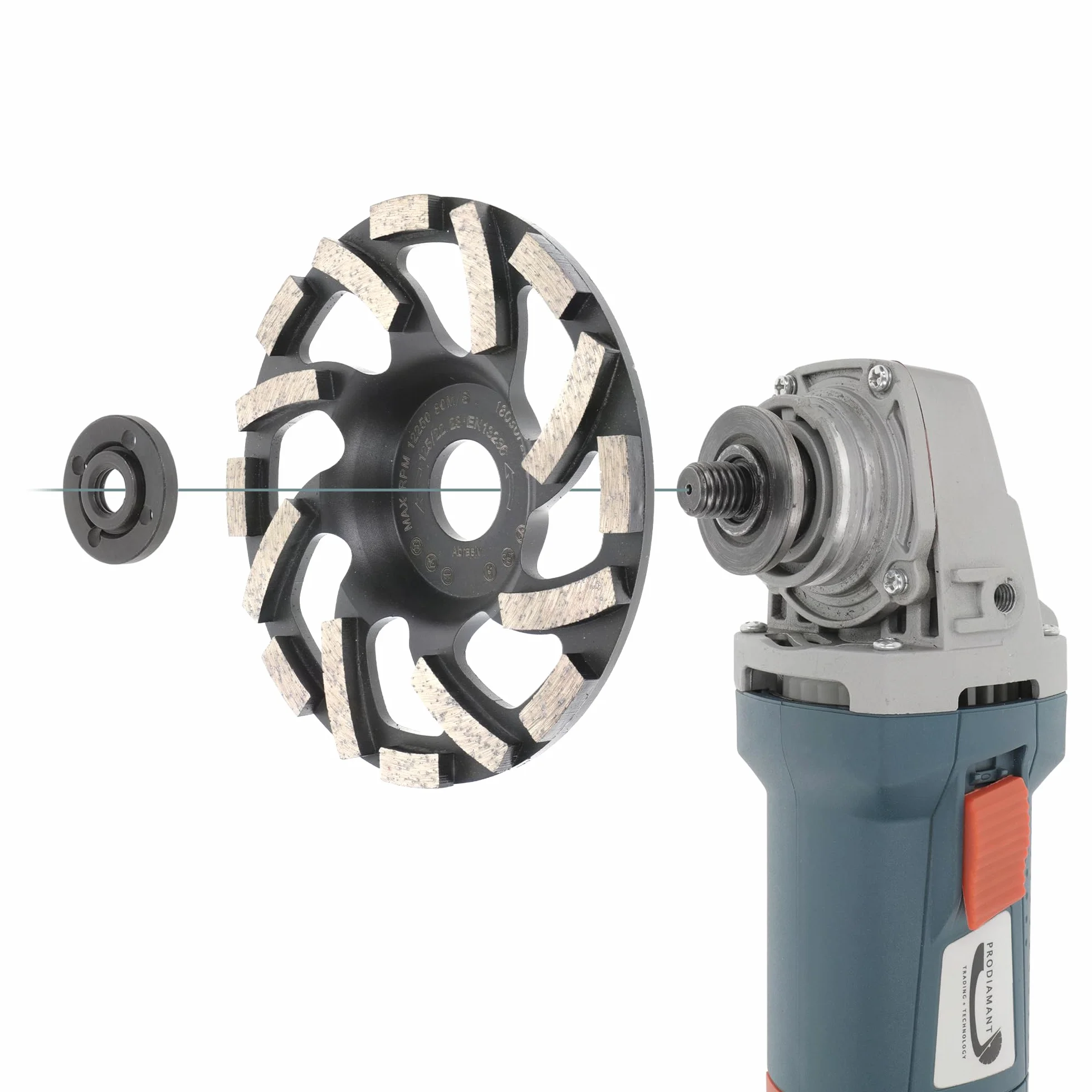 PRODIAMANT ST91 Meule boisseau diamantée turbo 125 mm x 22,23 mm pour asphalte chape matériaux abrasifs