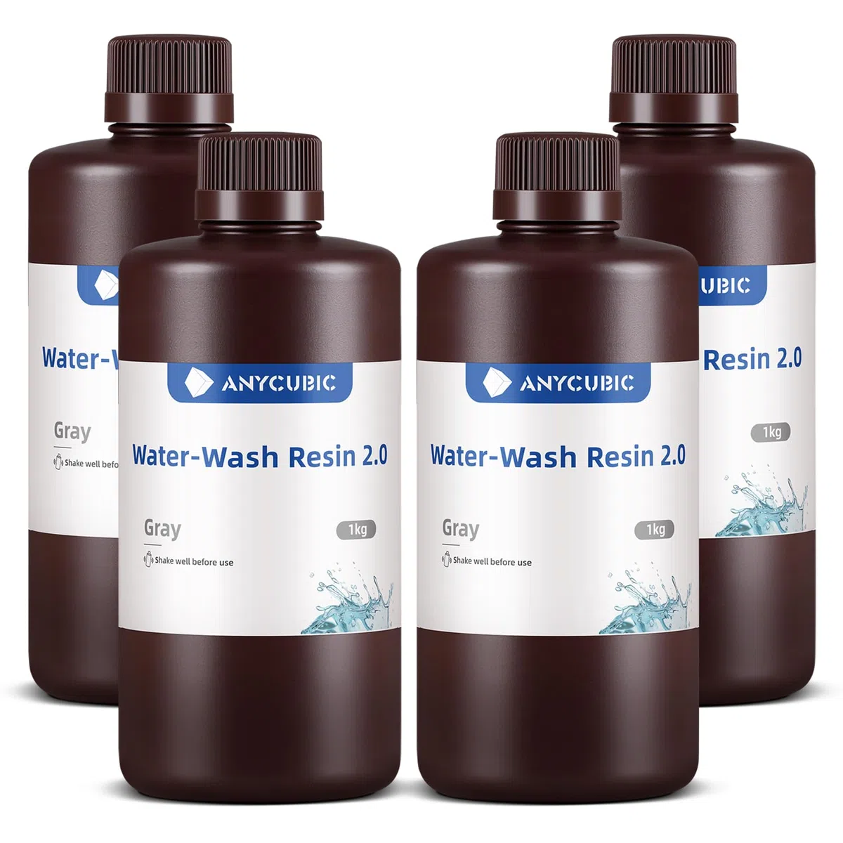 Anycubic Résine Lavable à l'Eau 2.0 pour Imprimante 3D LCD, UV 405 nm, Haute Précision, Gris 4KG