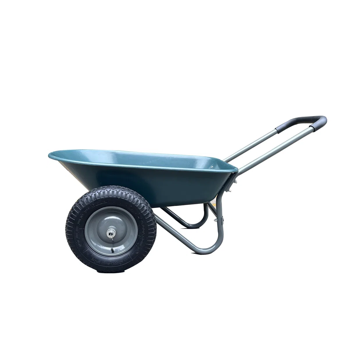Brouette de jardin à deux roues – Capacité de 270 kg – Chariot utilitaire robuste – Design stable à deux roues avec pneus pneumatiques tout-terrain et plateau en polyéthylène antirouille
