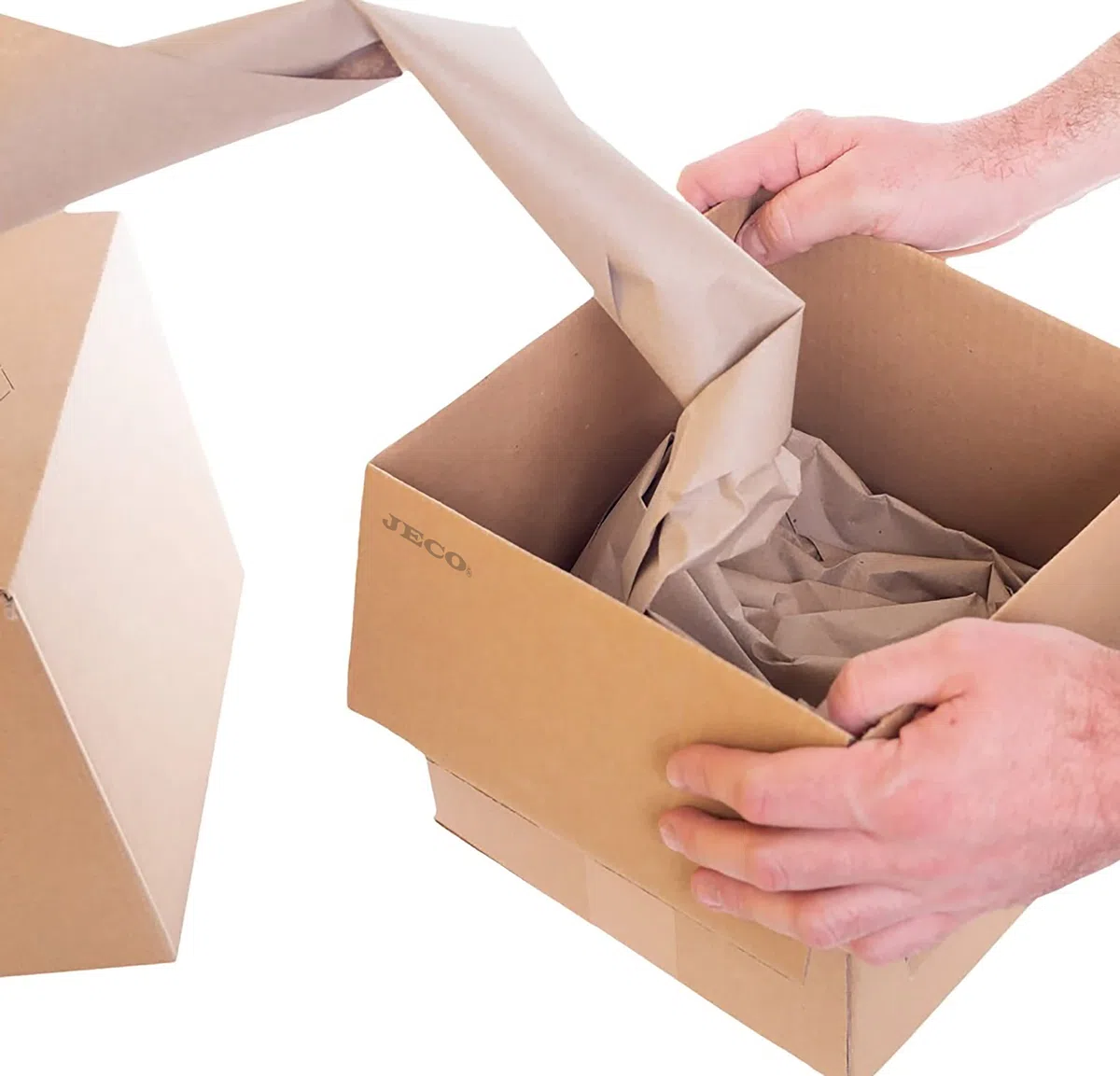 Jeco - Lot de 3 rouleaux de papier kraft froissé 20cm x 450m bourrage calage remplissage écologique protection colis en distributeur 100% recyclé et recyclable