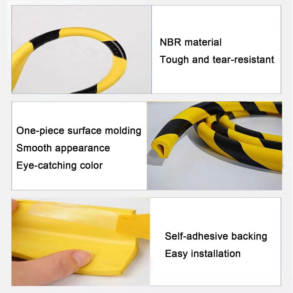 Bande de Protection Jaune et Noire 5m Coussinets d'Angle Mousse Caoutchouc NBR Auto-Adhésifs