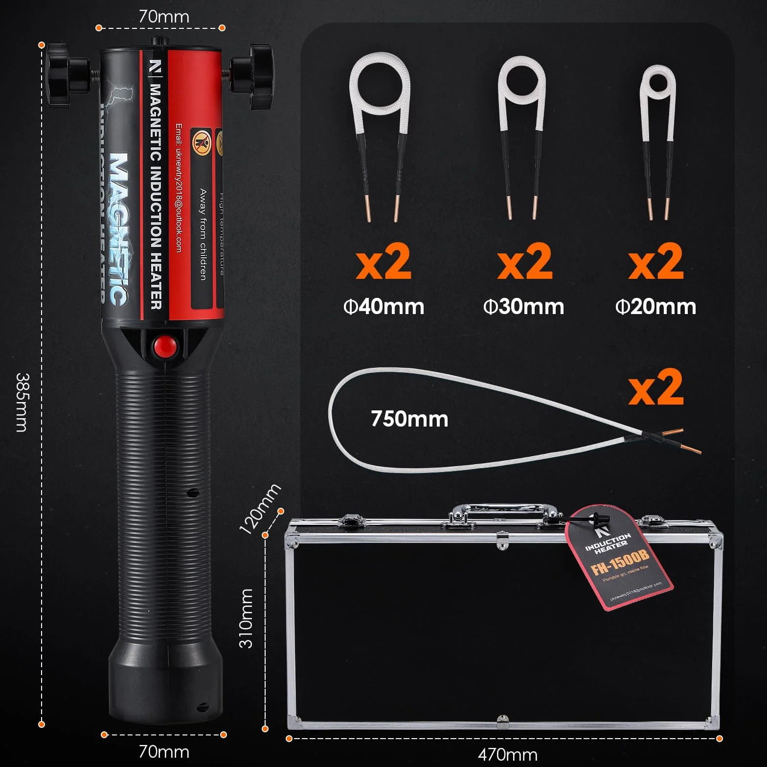 NEWTRY Kit de Chauffage par Induction Magnétique, 1500W, Outil de Dévissage Électromagnétique sans Flamme pour Écrous Rouillés, 8 Bobines, Réparation Automobile, 220V