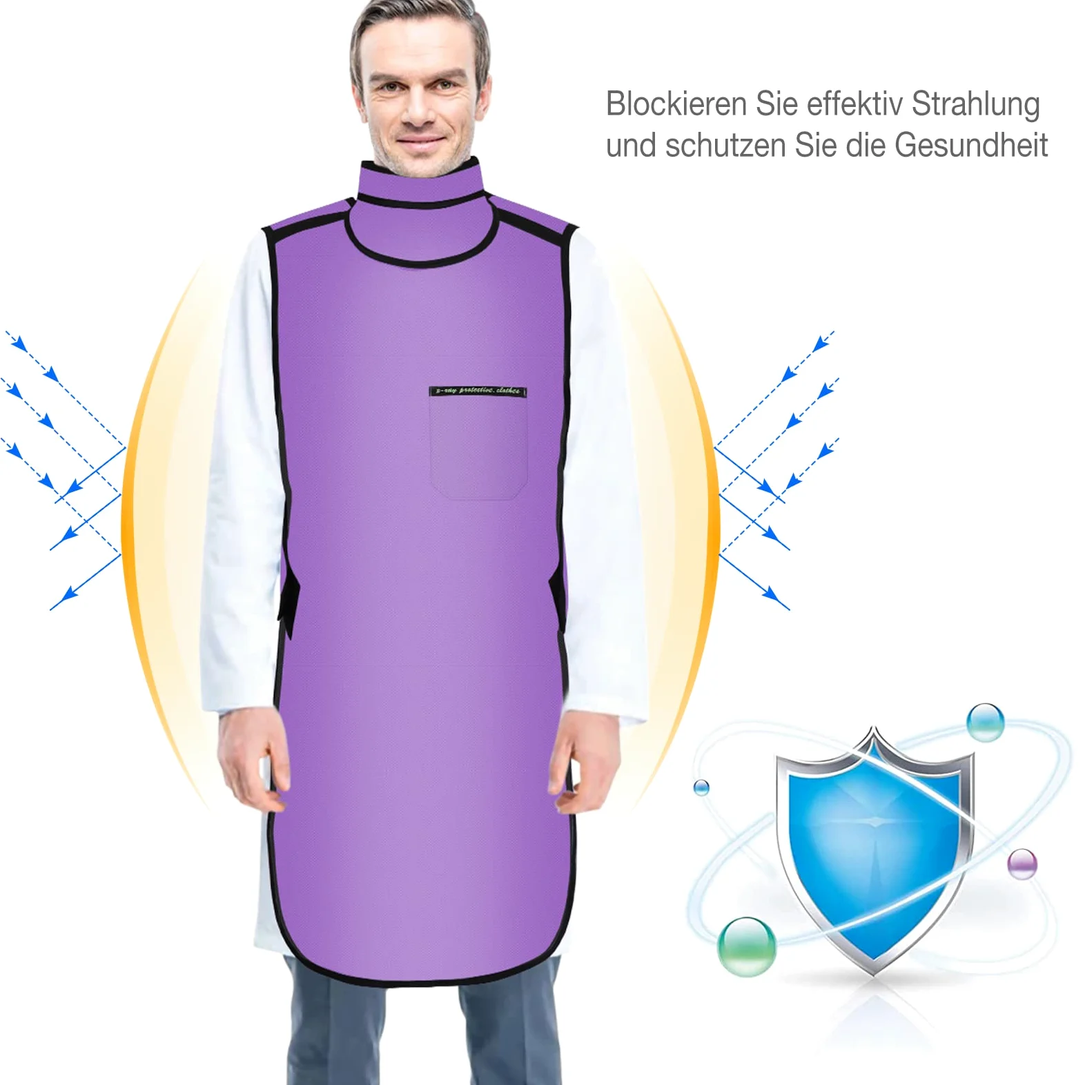 Tablier de protection contre les rayons X avec protection thyroïdienne - 0,5 mmPb - Léger - Blindage en plomb - Vêtement de protection pour dentistes - Gilet de protection équivalent pour hôpitaux,