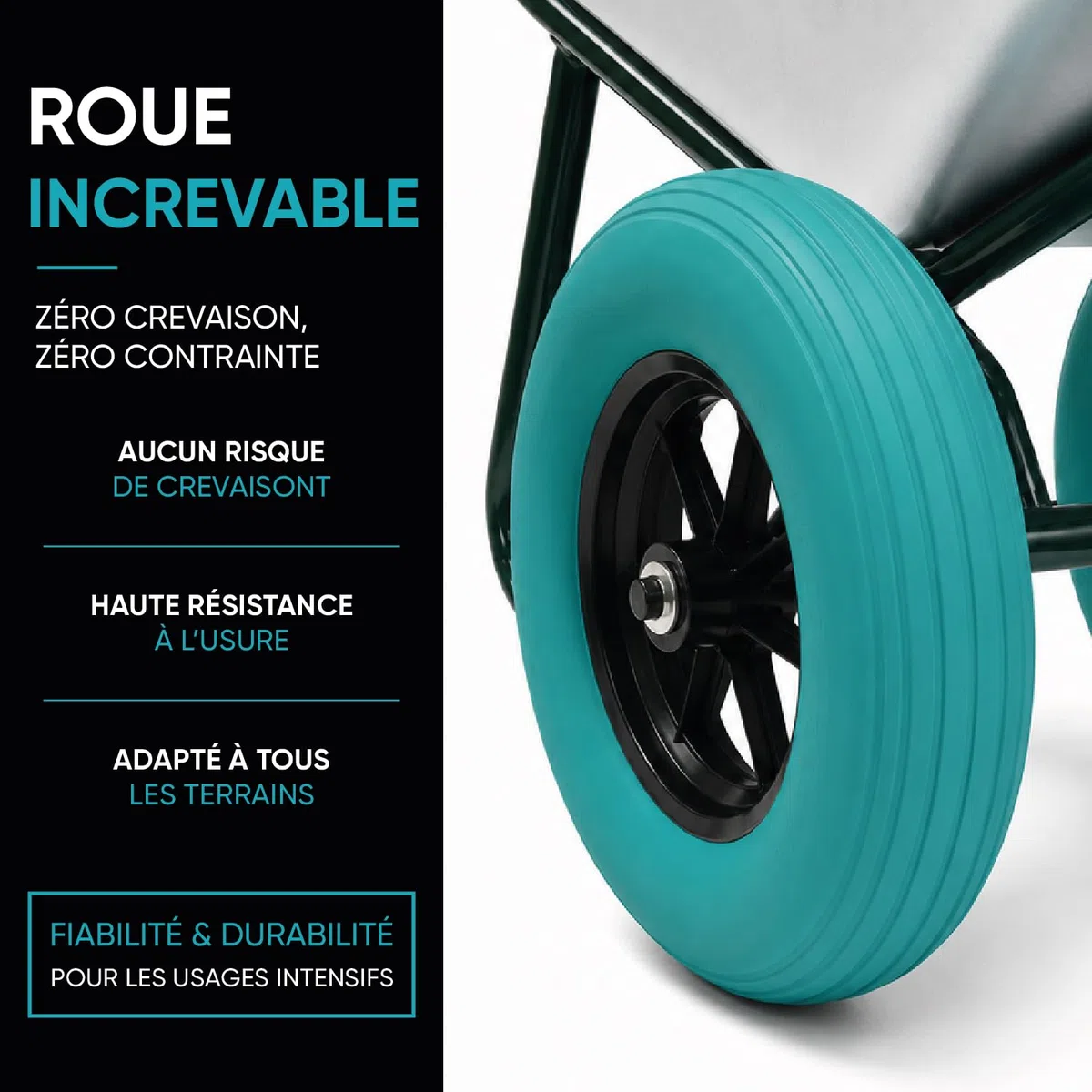 KELI - Brouette 2 Roues Increvables, 110L, Chariot de Transport, Poignées Ergonomiques, Usage Intensif, Acier Galvanisé