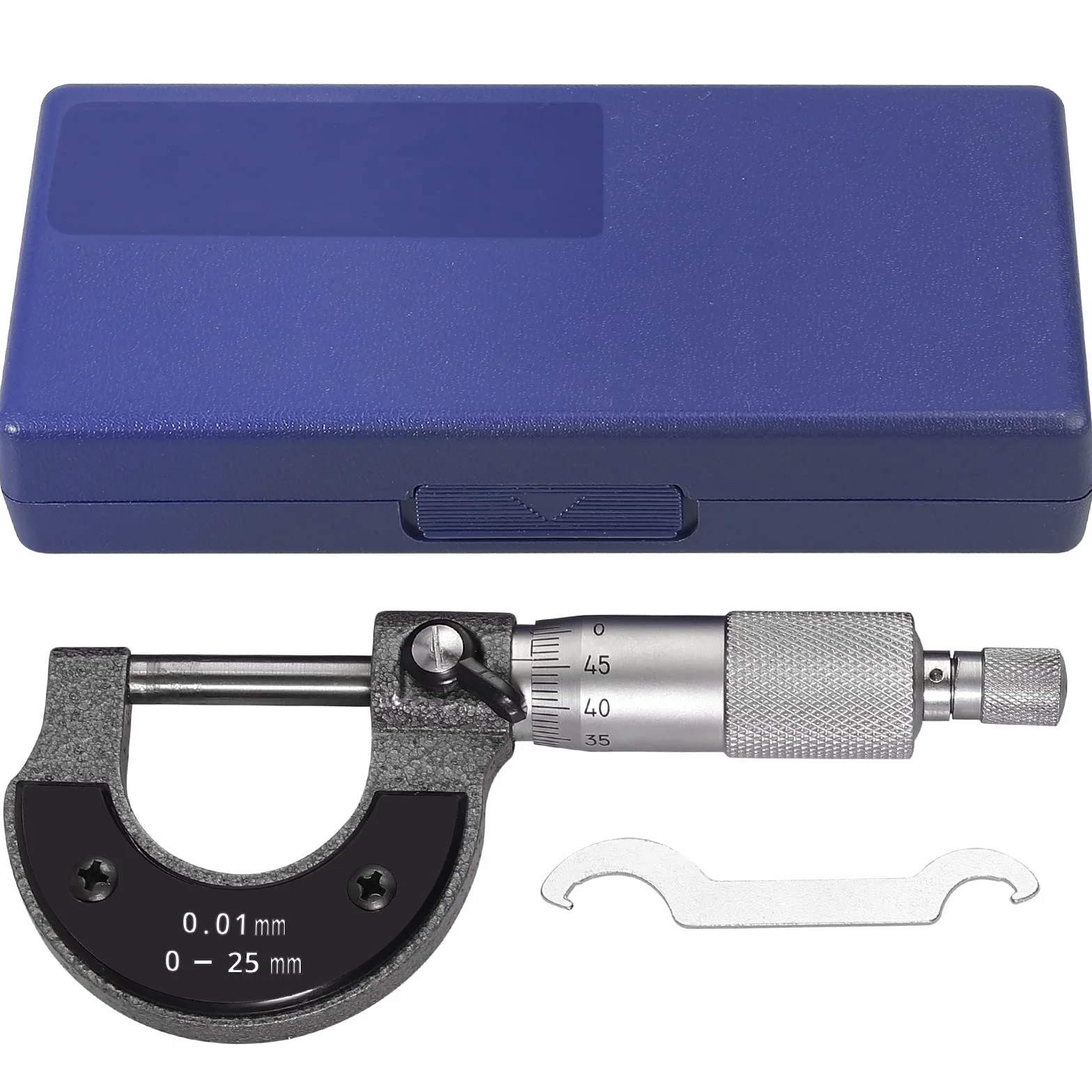 AUTOUTLET Micromètre Extérieur 0-25 mm Graduations 0,01 mm Pied à Coulisse Externe Métrique avec Clé de Réglage Zéro