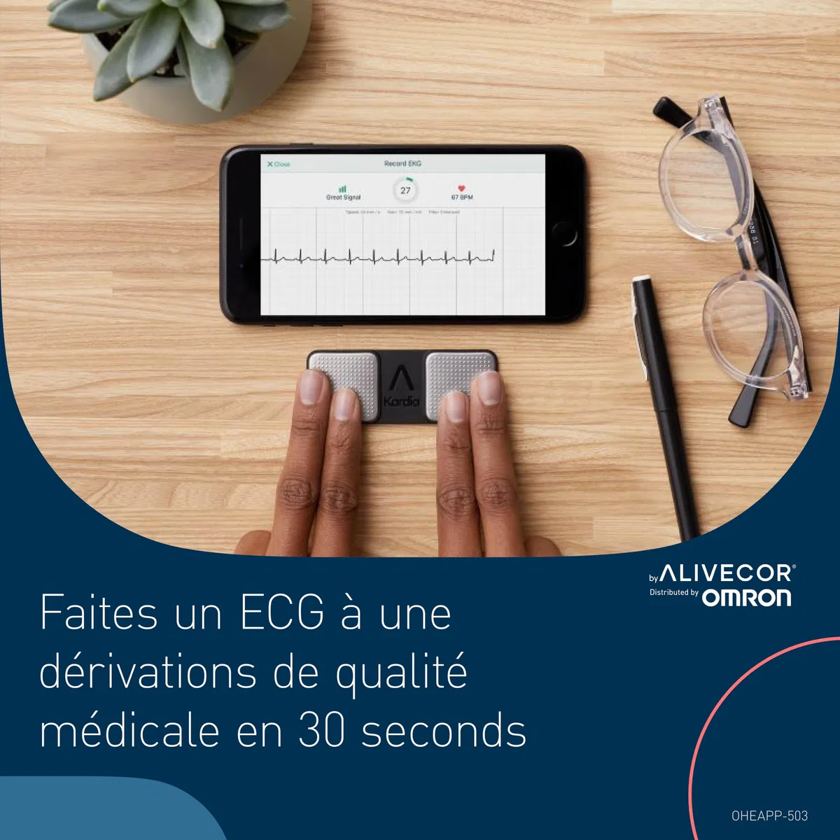 AliveCor KardiaMobile - Le moniteur ECG personnel connecté - Détectez la fibrillation auriculaire en seulement 30 secondes - à tout moment, n'importe où - Distribué par OMRON