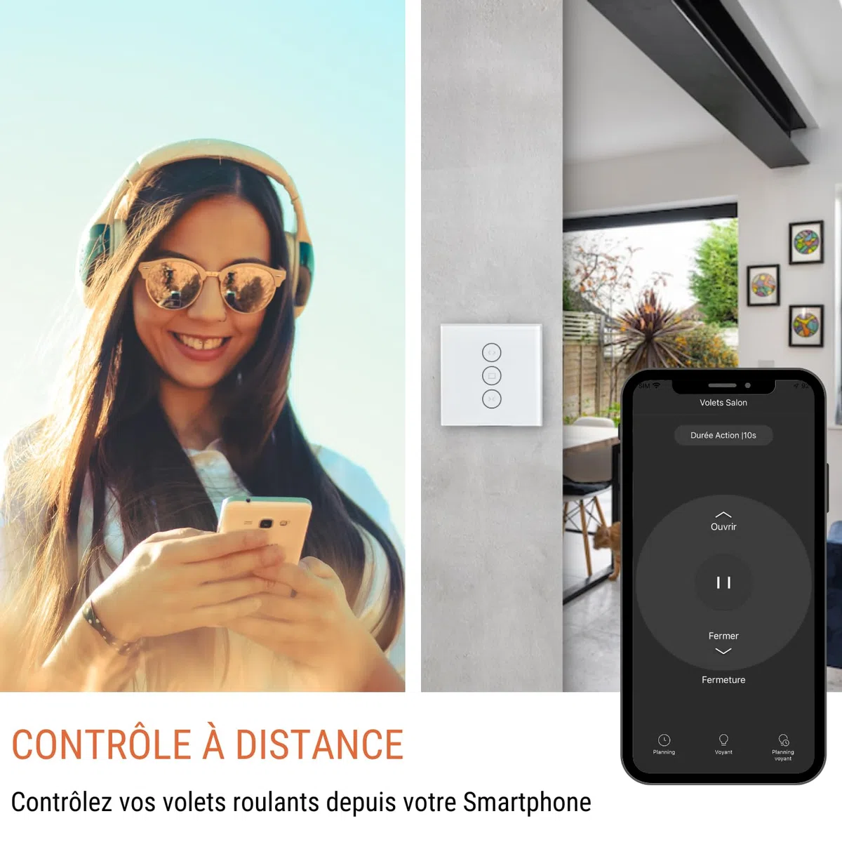 Konyks Vollo Max 3 - Lot de 2 interrupteurs connectés pour volets roulants - Installation facile, contrôle vocal avec Alexa, Google Home et Siri et à distance, programmation horaire,